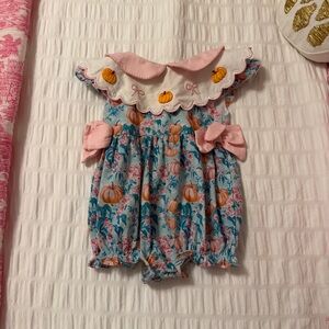 Adorable Pumpkin Print Baby Smock